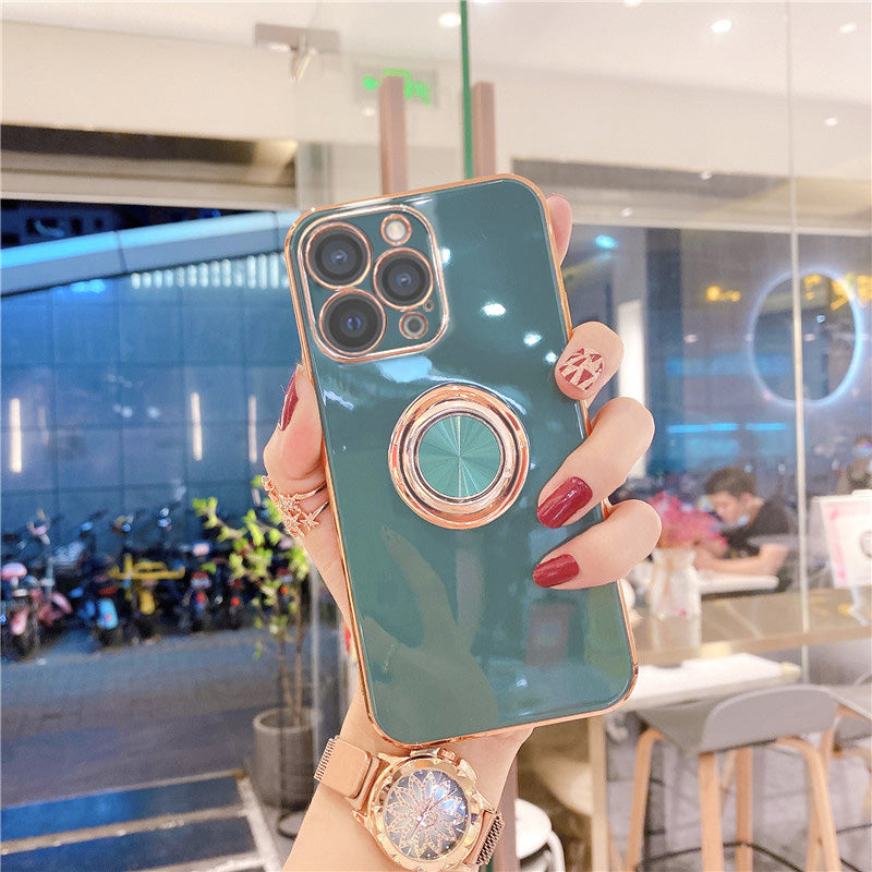 Luxurious Electroplating Ring Holder Soft Silicone Back Case  For iPhone 13 Pro