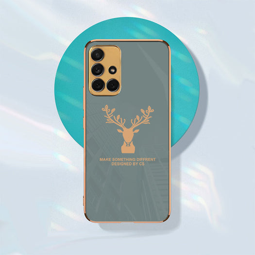 Luxury Golden Edges Deer Glass Back Case For Samsung Galaxy M51