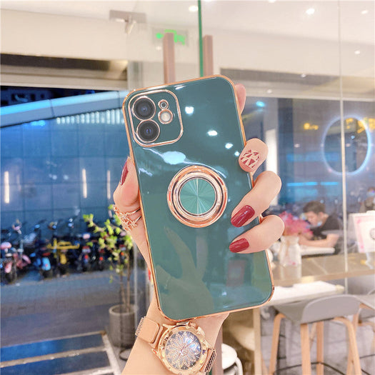 Luxurious Electroplating Ring Holder Soft Silicone Back Case  For iPhone 12