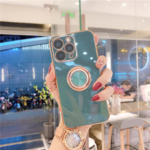 Luxurious Electroplating Ring Holder Soft Silicone Back Case  For iPhone 13 Pro Max