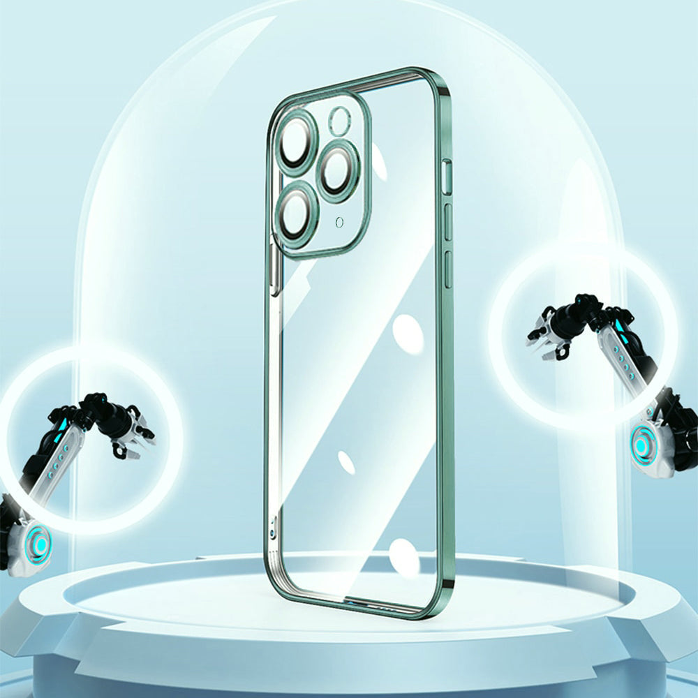 Luxury Square Silicon Clear Back Case With Camera Protection For iPhone Series - Premium Cases