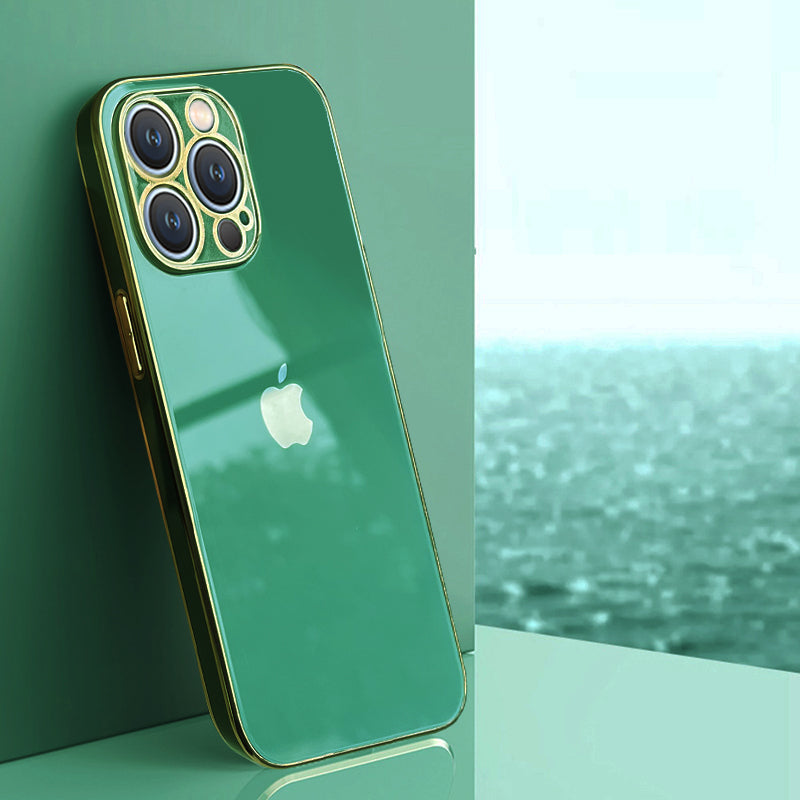 Electroplated Golden Edges Glossy Glass Back Case For iPhone 11 pro - Premium Cases