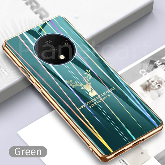 Gradient Deer Glass Back Case For Oneplus 7T - planetcartonline