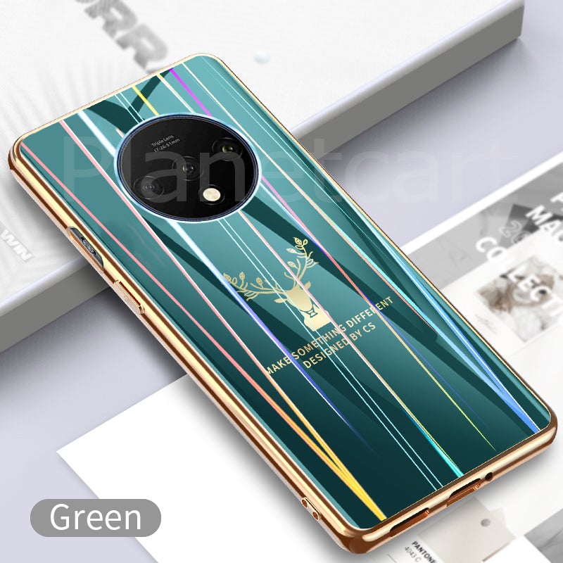 Gradient Deer Glass Back Case For Oneplus 7T - planetcartonline