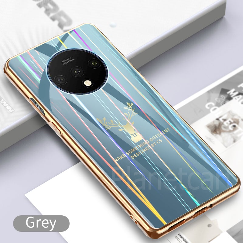 Gradient Deer Glass Back Case For Oneplus 7T - planetcartonline