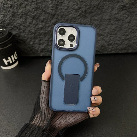 Luxury Kickstand Transparent Frosted Magnetic Case For iPhone