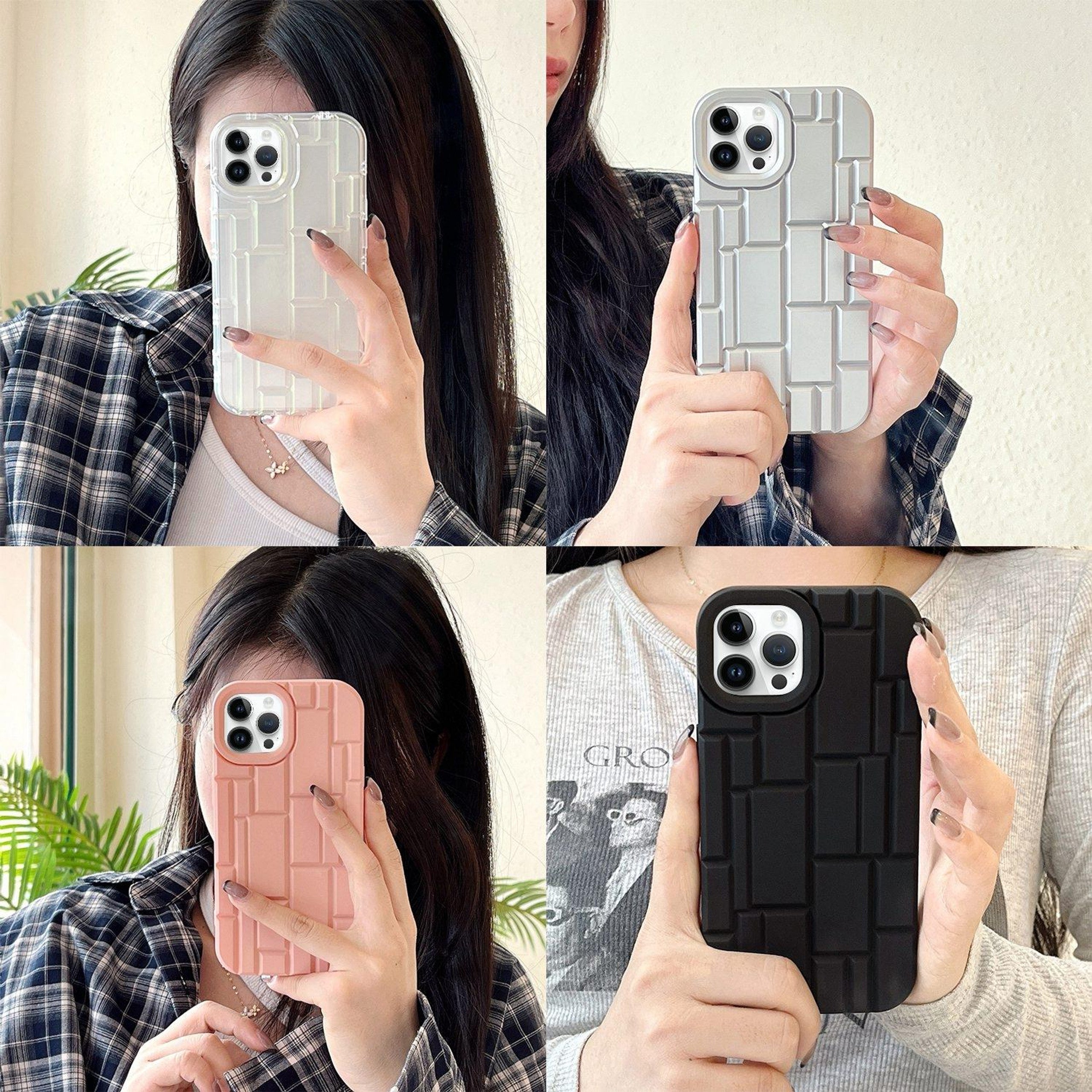 3D Silicone High Elastic line stripe design Case For iPhone 15 Pro