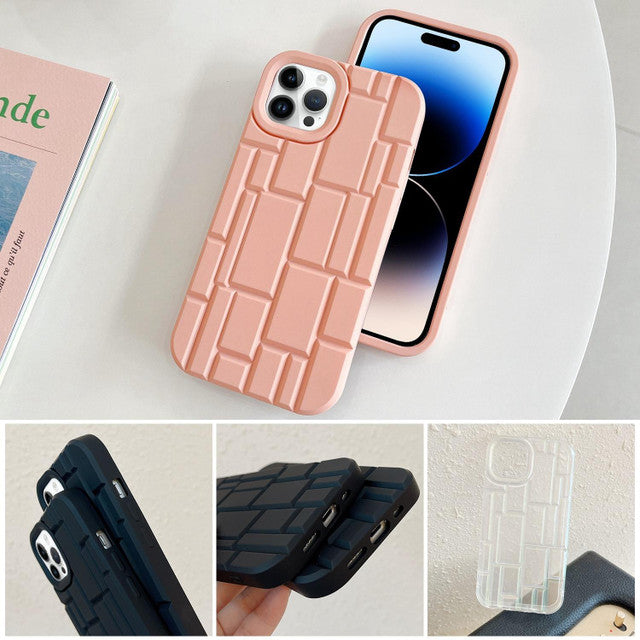 3D Silicone High Elastic line stripe design Case For iPhone 15 Pro Max