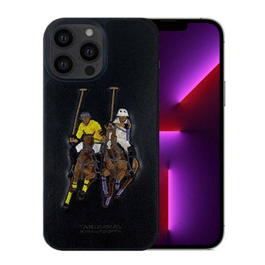 Santa Barbara Jockey Series Genuine Leather Black Case For iPhone 13 Pro Max - planetcartonline