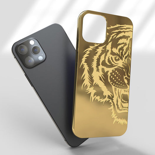 Luxurious Tiger Glass Back Case With Golden Edges For iPhone 11 Pro Max