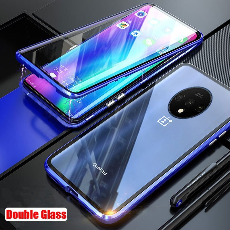 Electronic Auto Fit Double Glass Magnetic Case For One Plus 7T