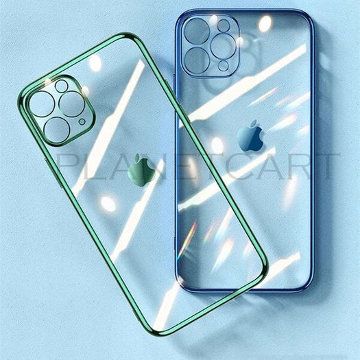 Luxury Square Silicon Clear Case With Camera Protection For iPhone 12 Pro