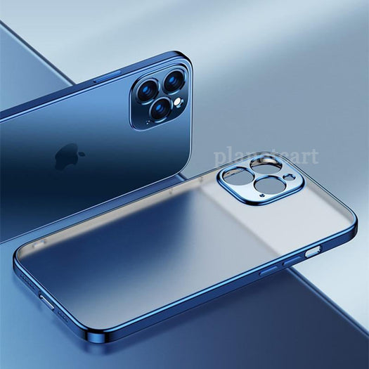 Luxury Square Frame Matte Plating Clear Phone Case For iPhone 12