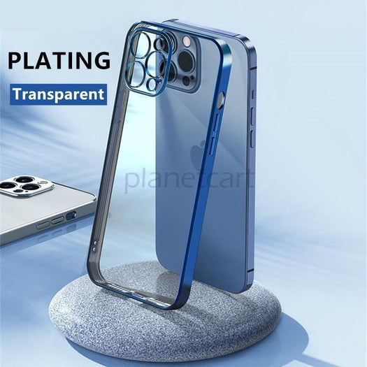 Luxury Square Silicon Clear Case With Camera Protection For iPhone 12