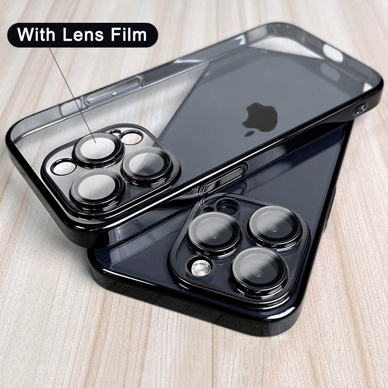 Premium Square Silicon Clear Case With Camera Protection For iPhone 14
