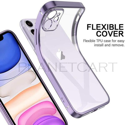 Luxury Square Silicon Clear Case With Camera Protection For iPhone 11 Pro Max