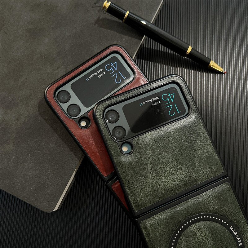 Premium Leather Magsafe Phone Case for Samsung Galaxy Z Flip 3