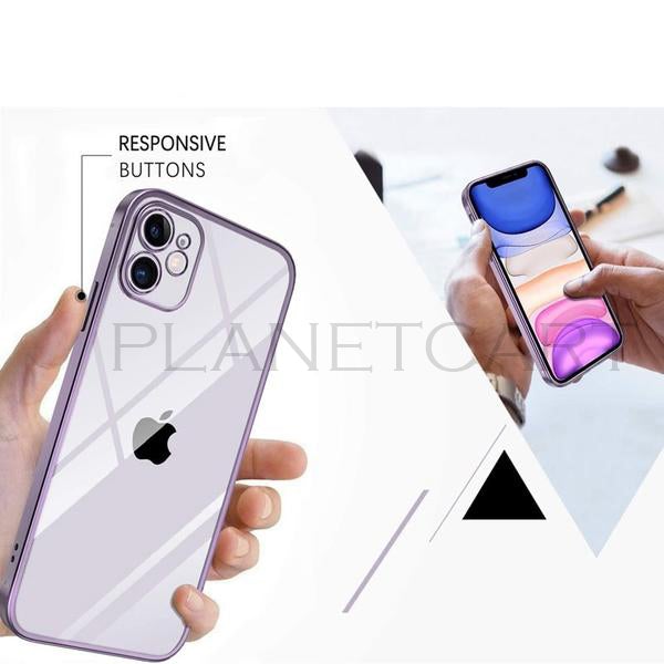 Luxury Square Silicon Clear Case With Camera Protection For iPhone 12