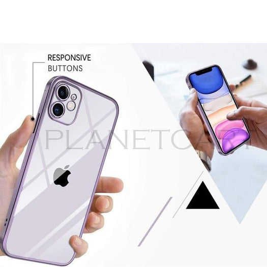 Premium Glossy Look Square Silicon Clear Case For iPhone 12 Series