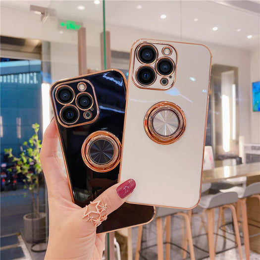 Luxurious Electroplating Ring Holder Soft Silicone Back Case  For iPhone 13 Pro Max