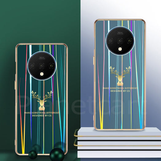 Gradient Deer Glass Back Case For Oneplus 7T - planetcartonline