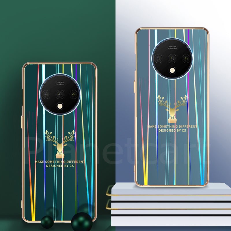 Gradient Deer Glass Back Case For Oneplus 7T - planetcartonline