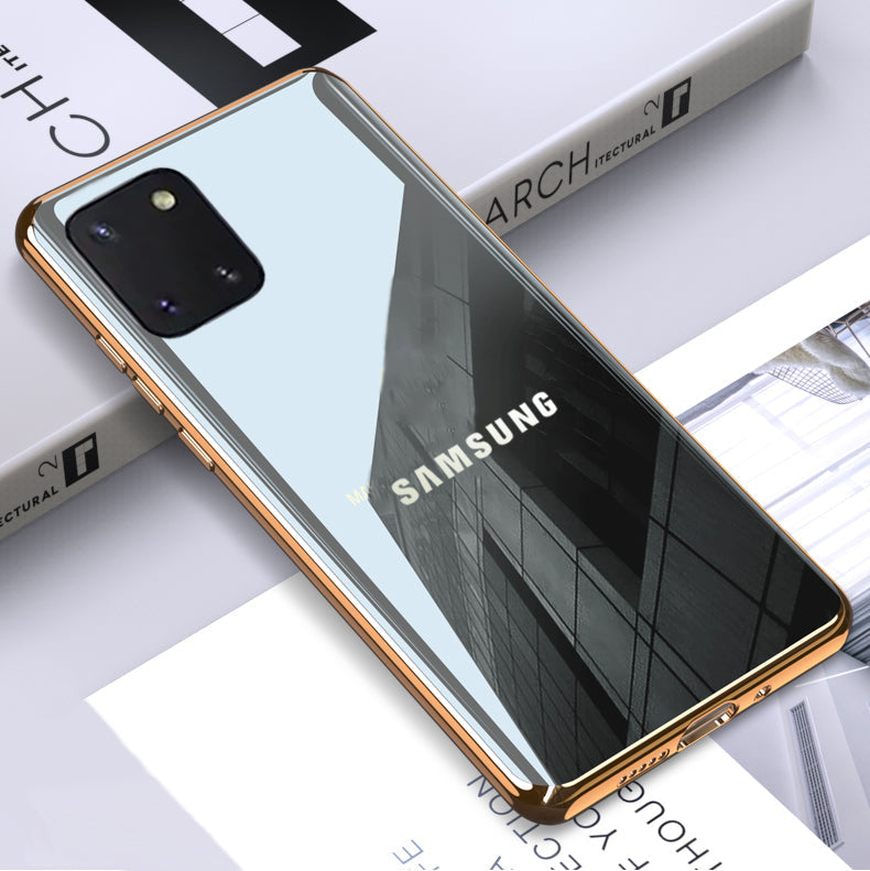 Glossy Gold Edge Glass Back Case For Samsung Note 10 Lite