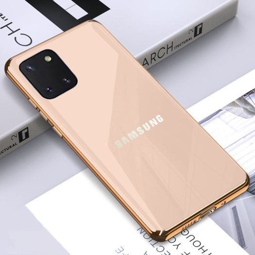 Premium Glossy Gold Edge Glass Back Case For Samsung Galaxy Note 10 Lite