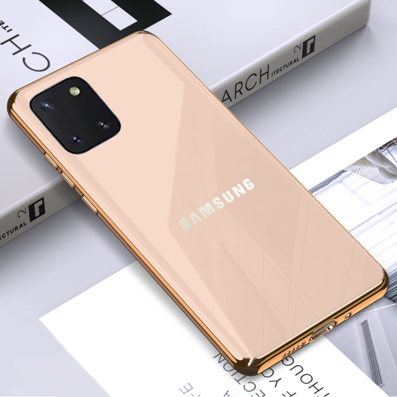 Premium Glossy Gold Edge Glass Back Case For Samsung Galaxy Note 10 Lite