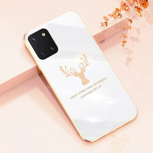 Luxury Golden Edges Deer Glass Back Case For Samsung Series - Premium Cases