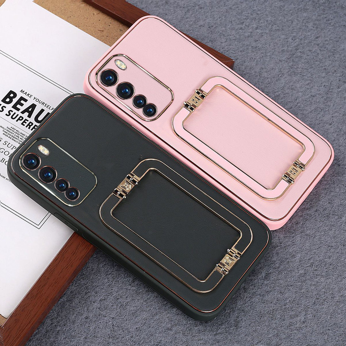 New Luxury Leather Design with Holder Stand Back Case Cover for Oneplus Nord - Premium Cases