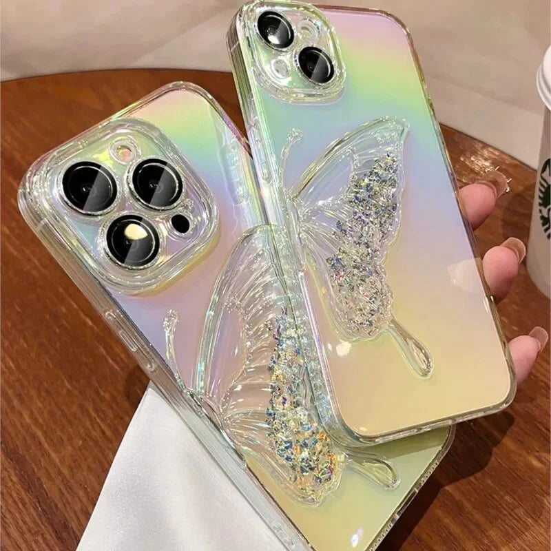 Glitter Butterfy Back Case For Apple iPhone