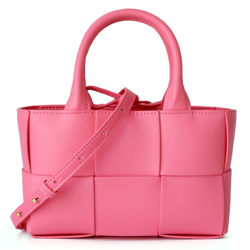 Luxury Leather Woven Bucket  Drawstring Handbag For Female