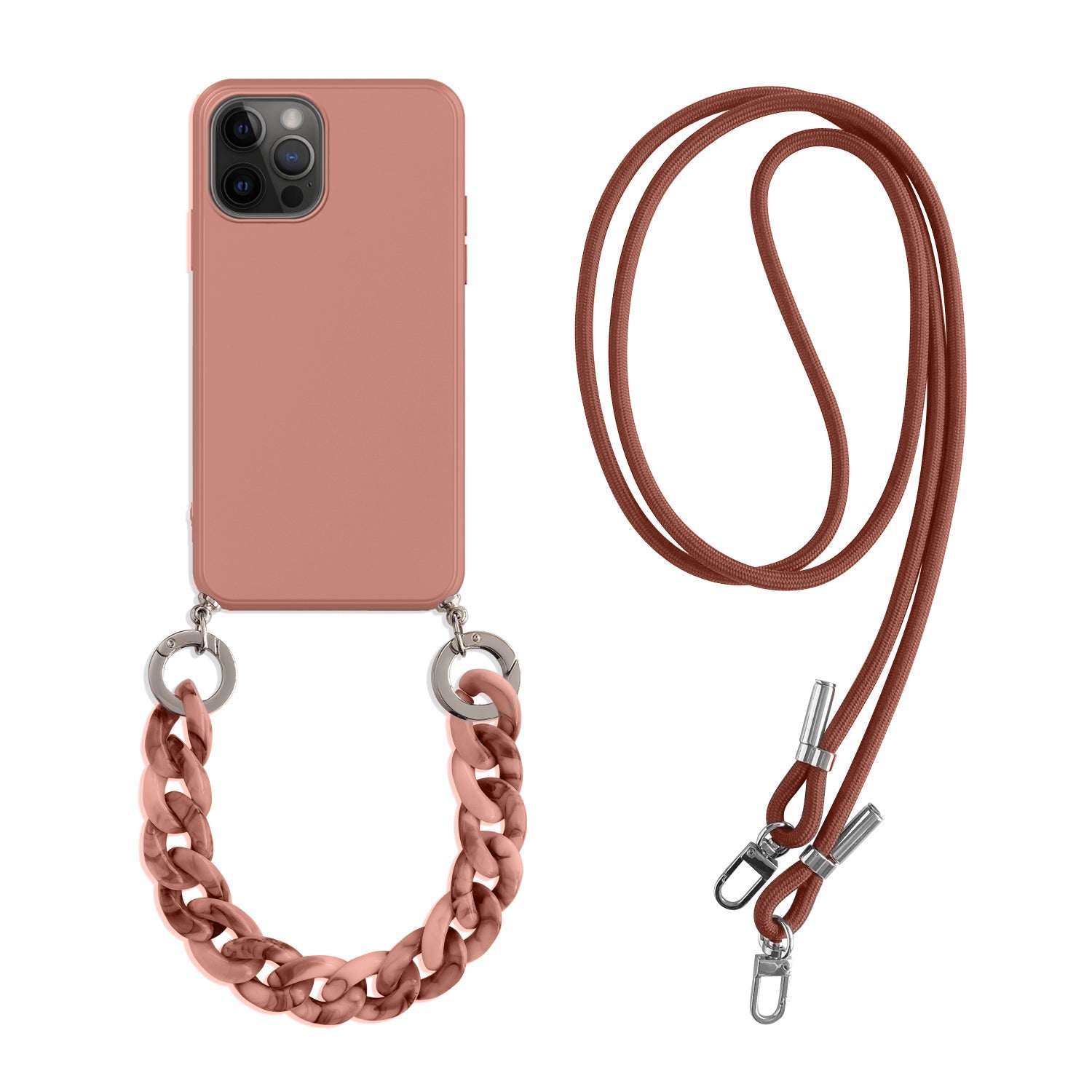 Premium Silicone Crossbody Detachable Straps Lanyard Girlish Case for Apple iPhone 12