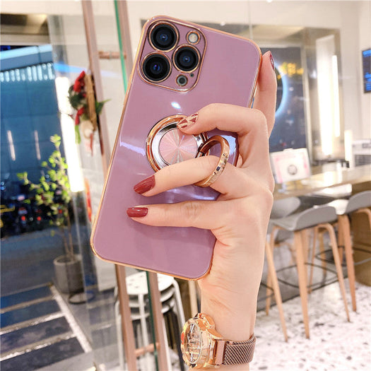 Luxurious Electroplating Ring Holder Soft Silicone Back Case  For iPhone 13 Pro Max