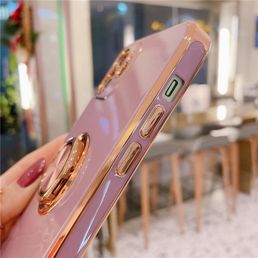 Luxurious Electroplating Ring Holder Soft Silicone Back Case  For iPhone 12