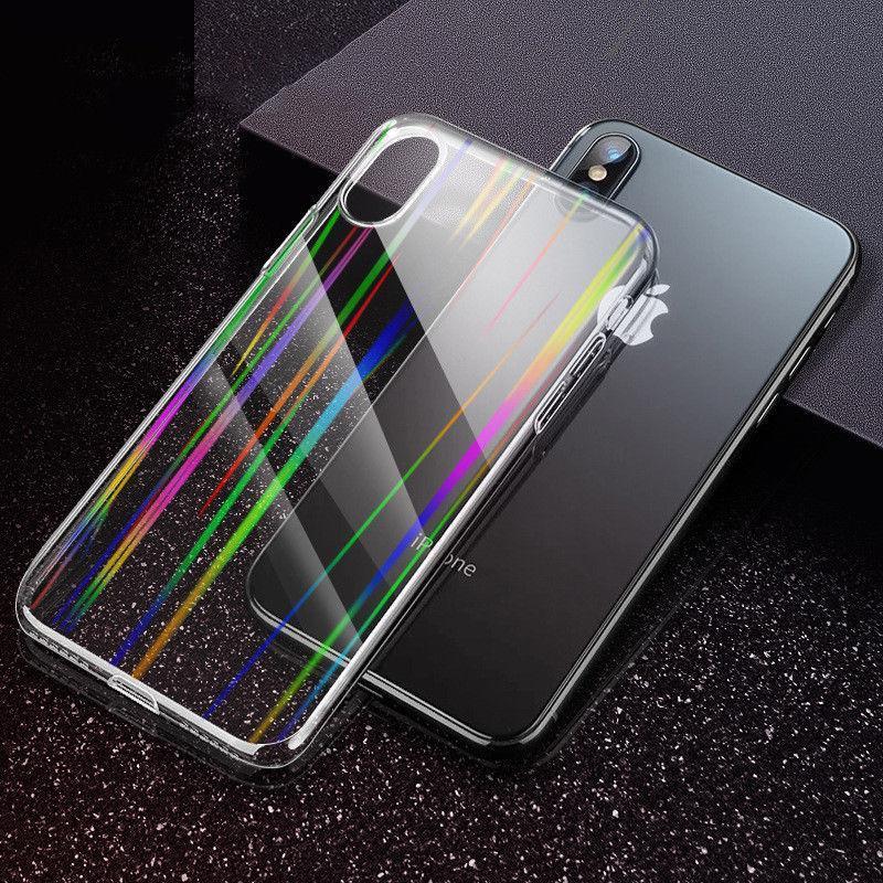 Baseus Ultra Thin Rainbow Aurora Transparent Glass Case For Iphone X/XS - Planetcart