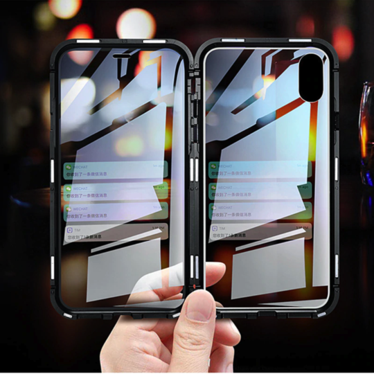 Electronic Auto Fit [ Front + Back ] Glass Magnetic Case For iPhone X/XS - Planetcart