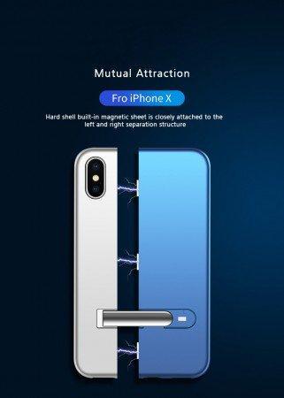 Auto-Fit Magnetic Contrast Colour Kickstand Case For iPhone X/XS - Planetcart