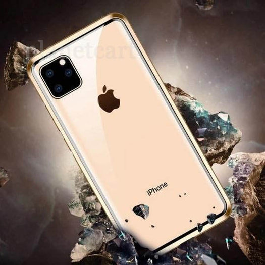 Electronic Auto-Fit (Front+ Back) Glass Magnetic Case For iPhone 11 Pro Max