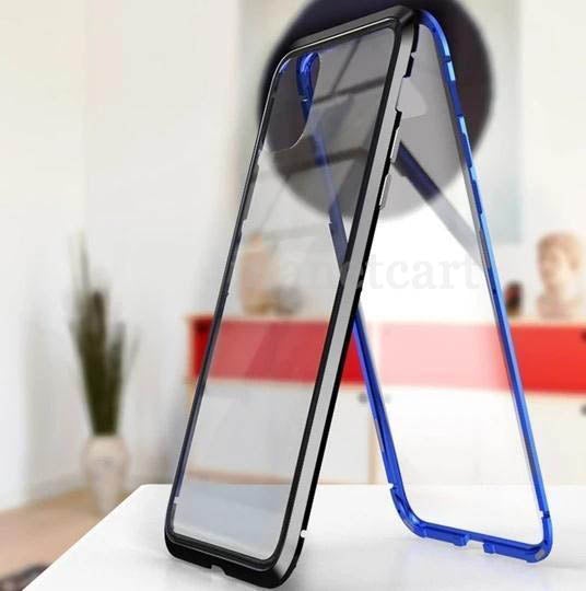 Electronic Auto-Fit (Front+ Back) Glass Magnetic Case For iPhone 11 Pro Max