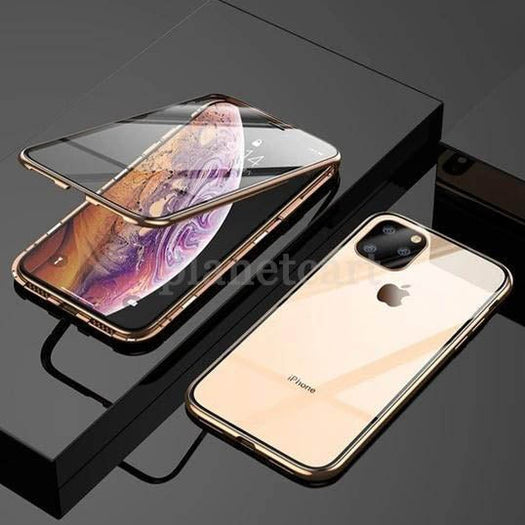 Electronic Auto-Fit (Front+ Back) Glass Magnetic Case For iPhone 11 Pro Max
