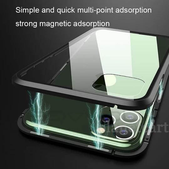 Electronic Auto-Fit (Front+ Back) Glass Magnetic Case For iPhone 11 Pro Max