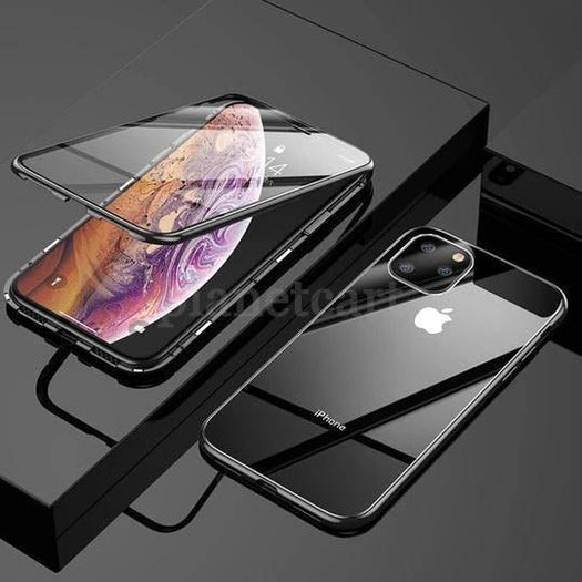 Electronic Auto-Fit (Front+ Back) Glass Magnetic Case For iPhone 11 Pro Max