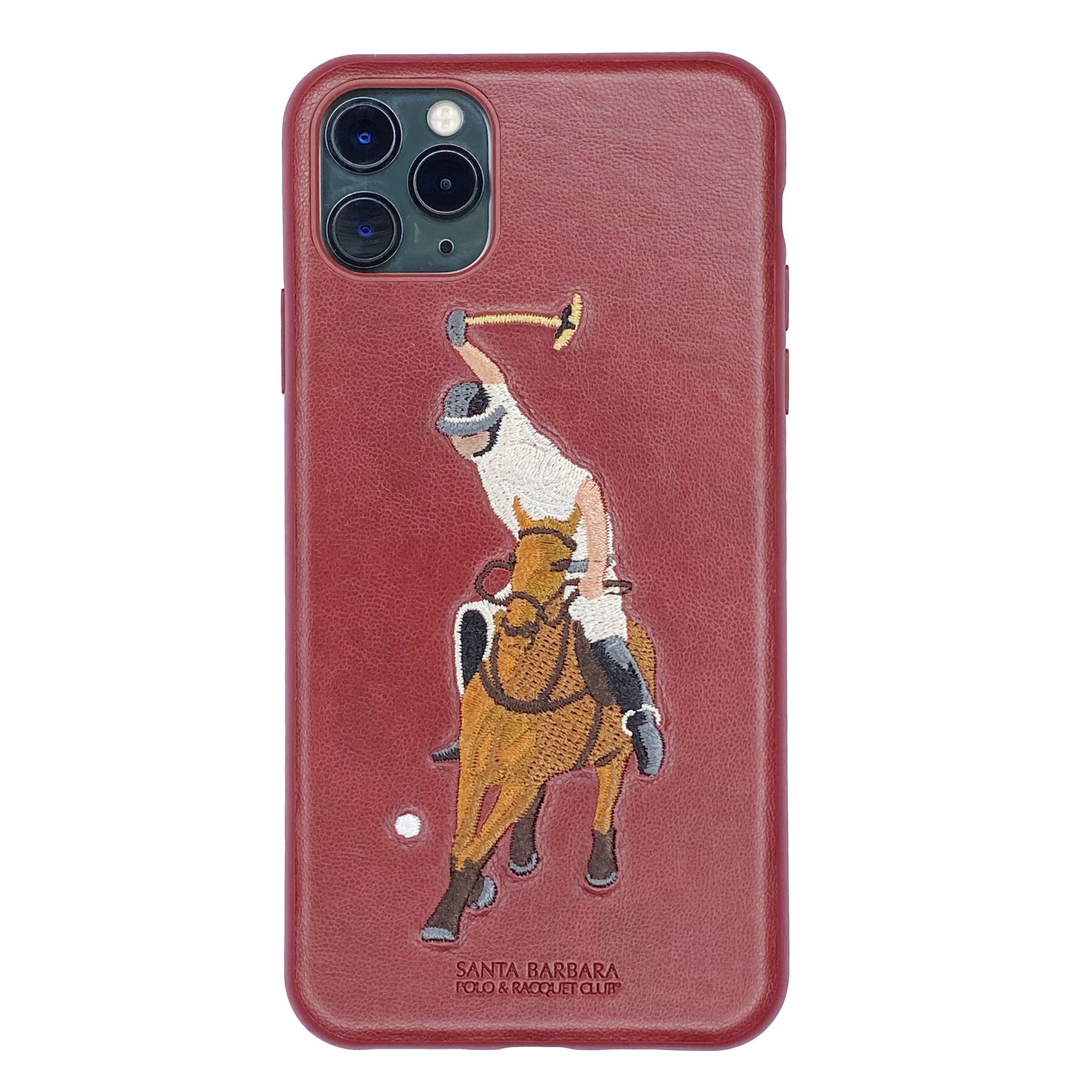 Santa Barbara Jockey Series Genuine Leather Case for iPhone 11 Pro Max Red - Planetcart