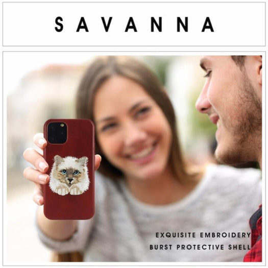 Santa Barbara Savana Genuine Leather Case for iPhone 11 Pro Max Cat - Planetcart
