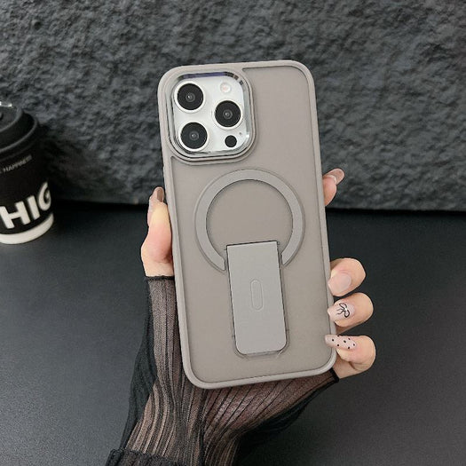 Luxury Kickstand Transparent Frosted Magnetic Case For iPhone