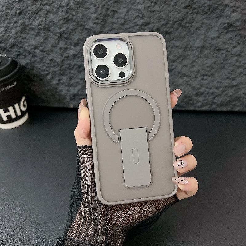 Luxury Kickstand Transparent Frosted Magnetic Case For iPhone