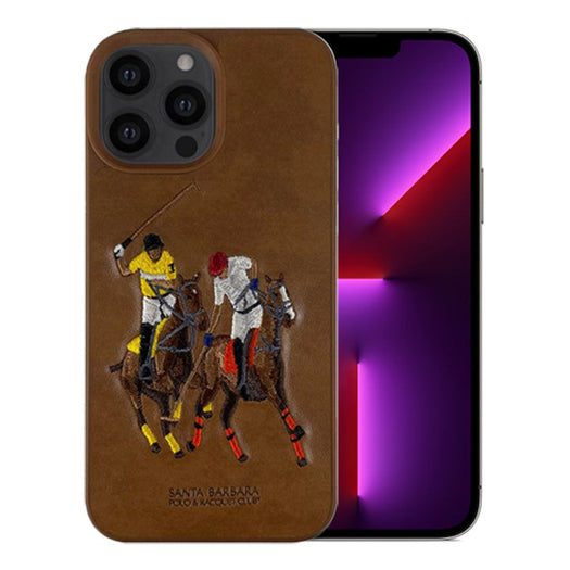 Santa Barbara Jockey Series Genuine Leather Brown Case For iPhone 13 Pro Max - planetcartonline