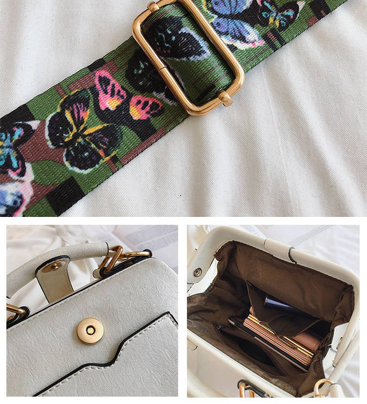 Luxury Vintage Embroidery Elephant Wide Butterfly Strap Women's Handbags